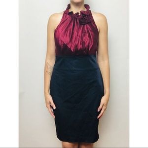 BCBGMaxAzria Navy and maroon pencil dress